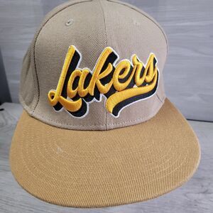 Los Angeles Lakers Ultra Game Snapback Hat Beige Adjustable Cap VGC